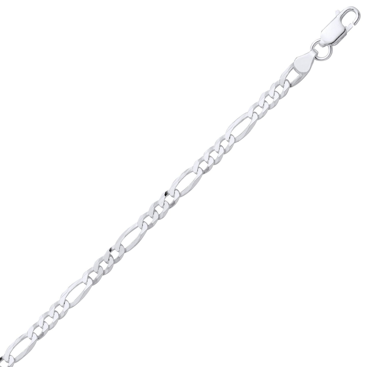 Silver  Traditional Diamond-Cut Figaro Chain Link Bracelet - GVCH65