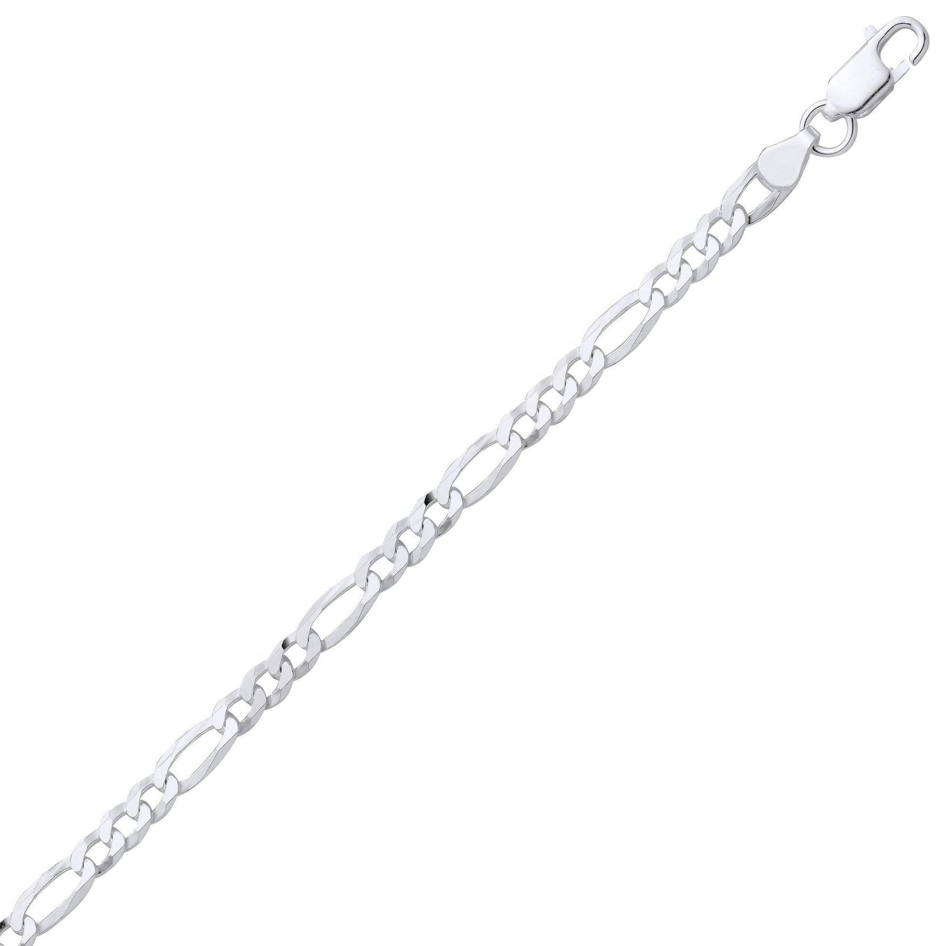 Silver  Traditional Diamond-Cut Figaro Chain Link Bracelet - GVCH65