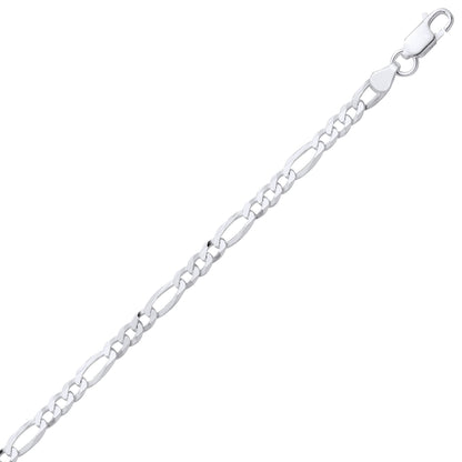Silver  Traditional Diamond-Cut Figaro Chain Link Bracelet - GVCH65