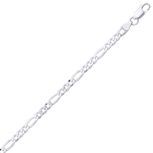 Sterling Silver  Diamond Cut Figaro Bracelet 8.5 inch - GVCH65