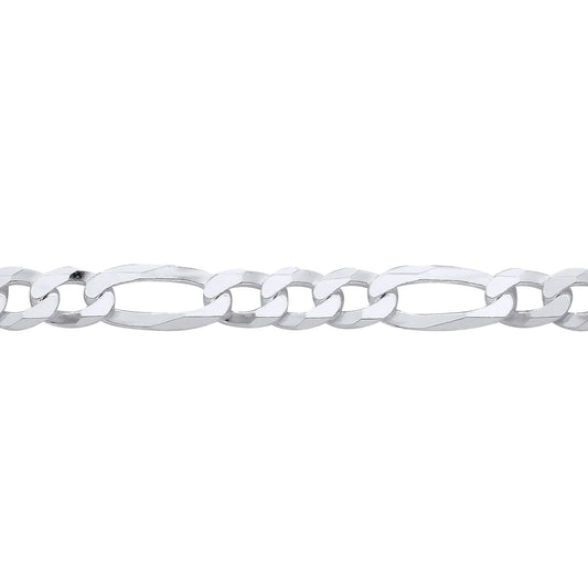 Silver  Traditional Diamond-Cut Figaro Figaro Chain Necklace - GVCH65