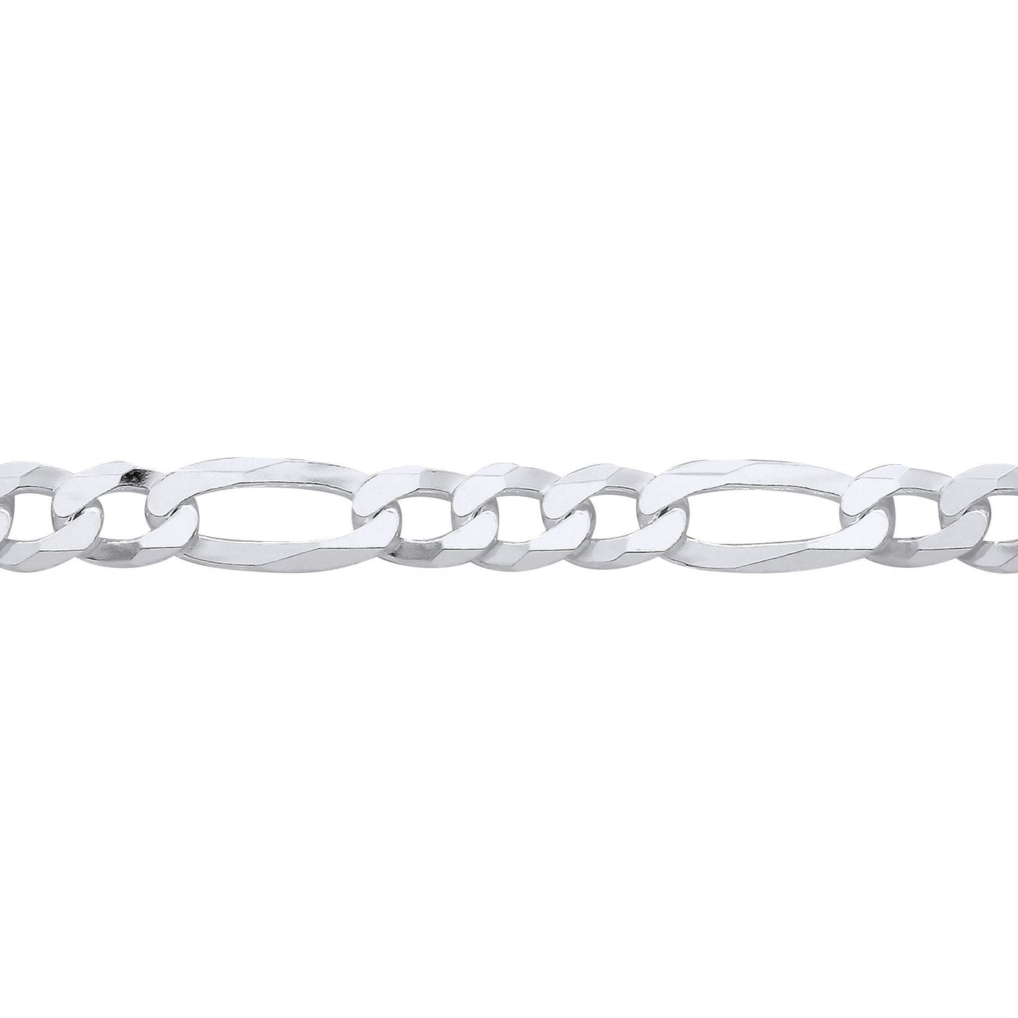 Silver  Traditional Diamond-Cut Figaro Chain Link Bracelet - GVCH65