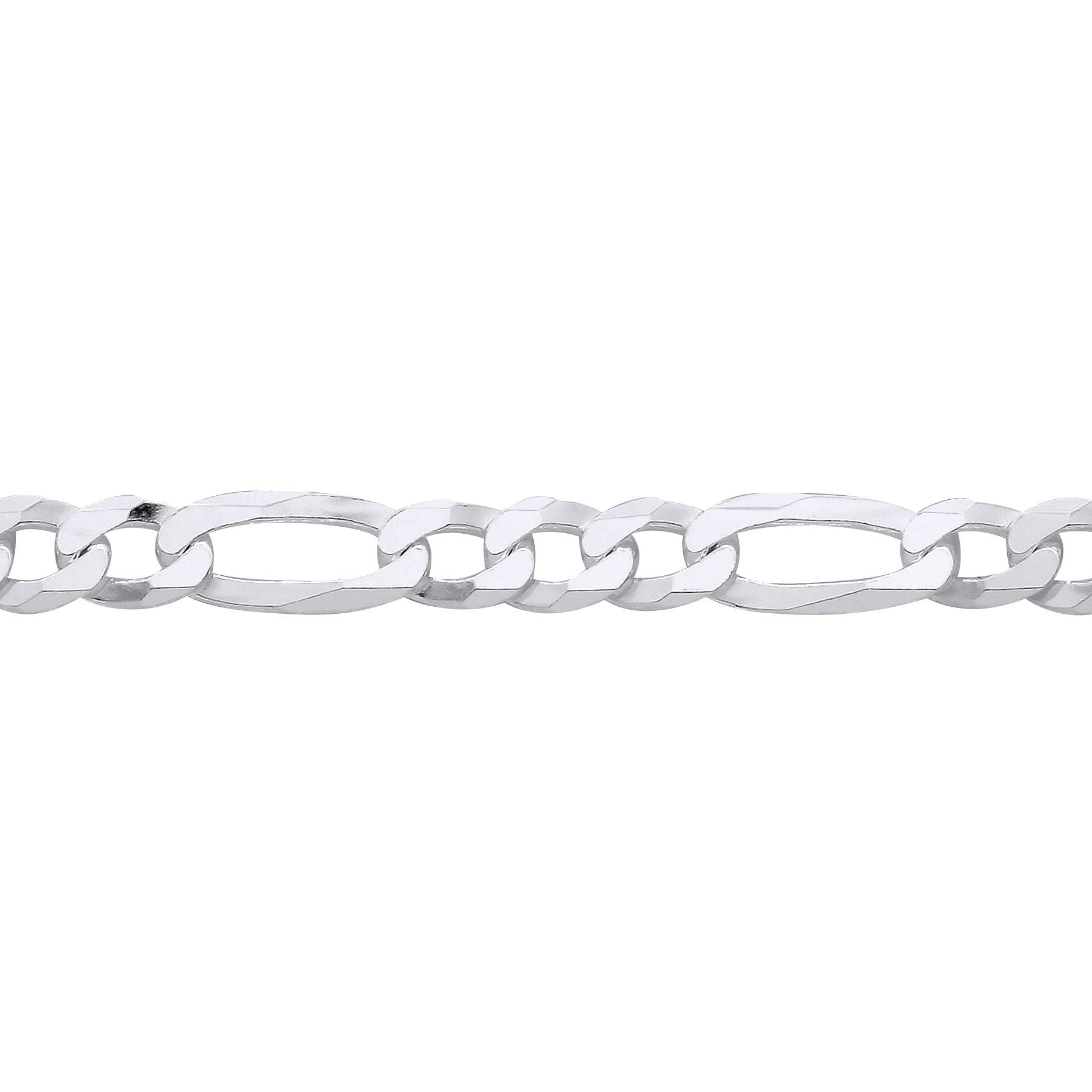 Silver  Traditional Diamond-Cut Figaro Chain Link Bracelet - GVCH65