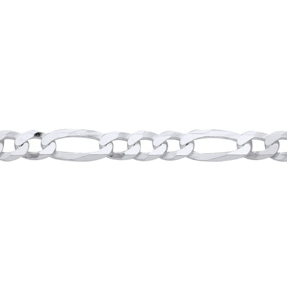 Silver  Traditional Diamond-Cut Figaro Chain Link Bracelet - GVCH65