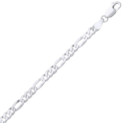 Silver  Traditional Diamond-Cut Figaro Chain Link Bracelet - GVCH66