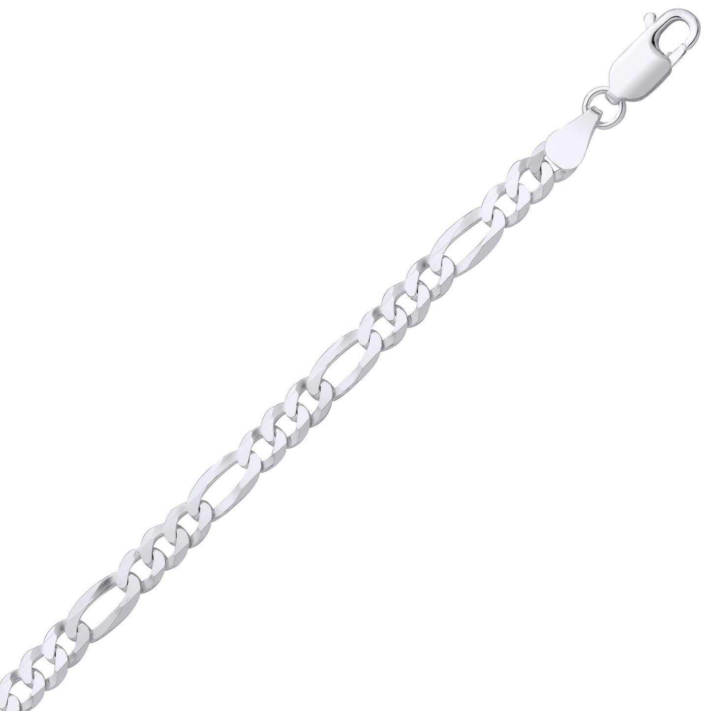 Silver  Traditional Diamond-Cut Figaro Chain Link Bracelet - GVCH66