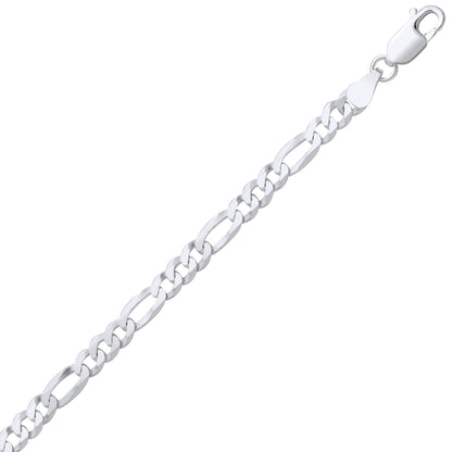 Sterling Silver  Diamond Cut Figaro Bracelet 7.5 inch - GVCH66