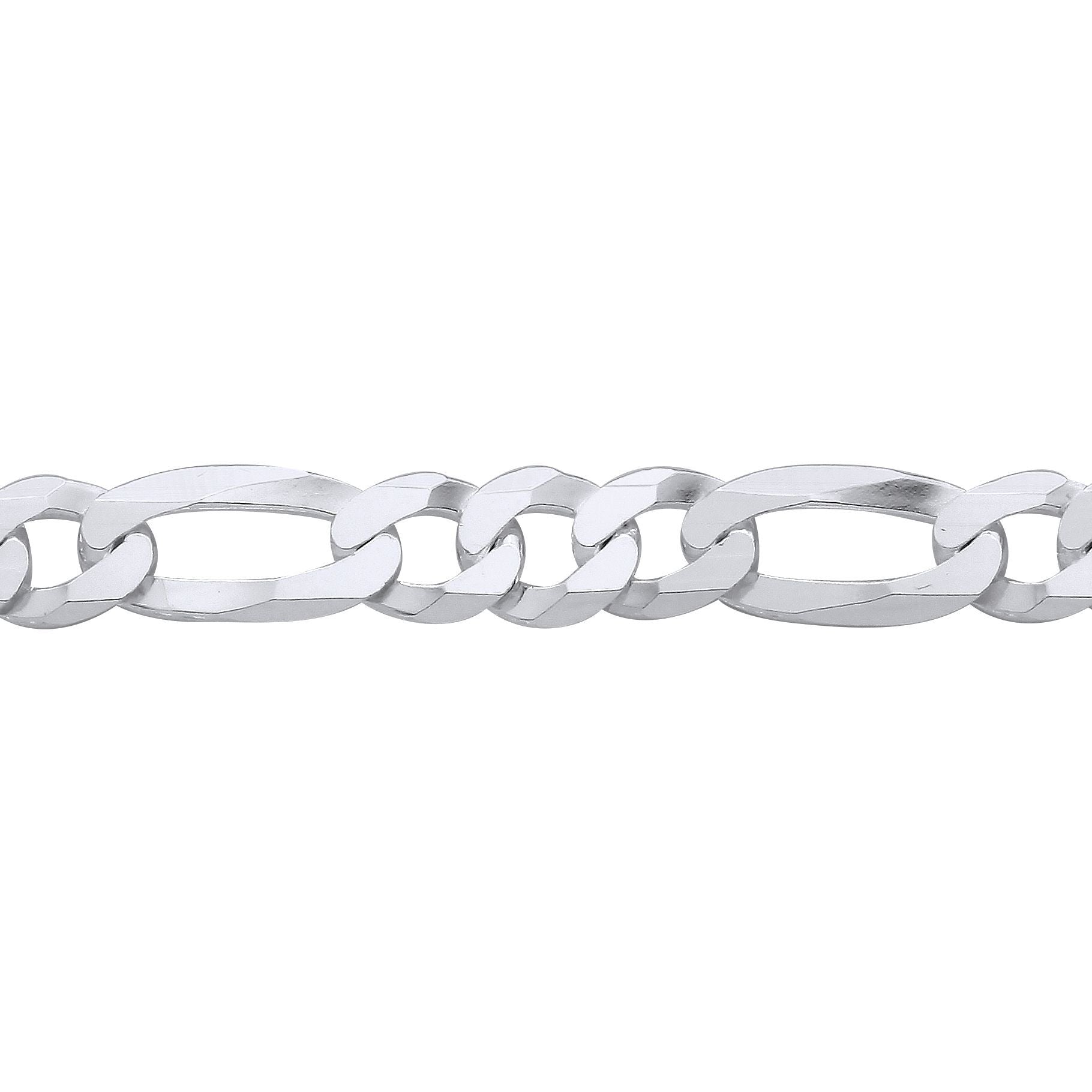 Silver  Traditional Diamond-Cut Figaro Chain Link Bracelet - GVCH66