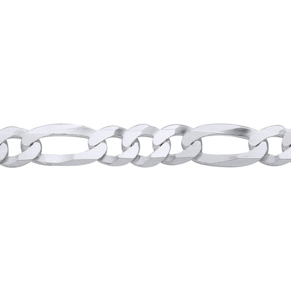 Silver  Traditional Diamond-Cut Figaro Chain Link Bracelet - GVCH66
