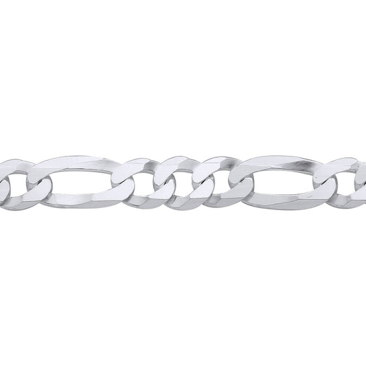 Silver  Traditional Diamond-Cut Figaro Chain Link Bracelet - GVCH66