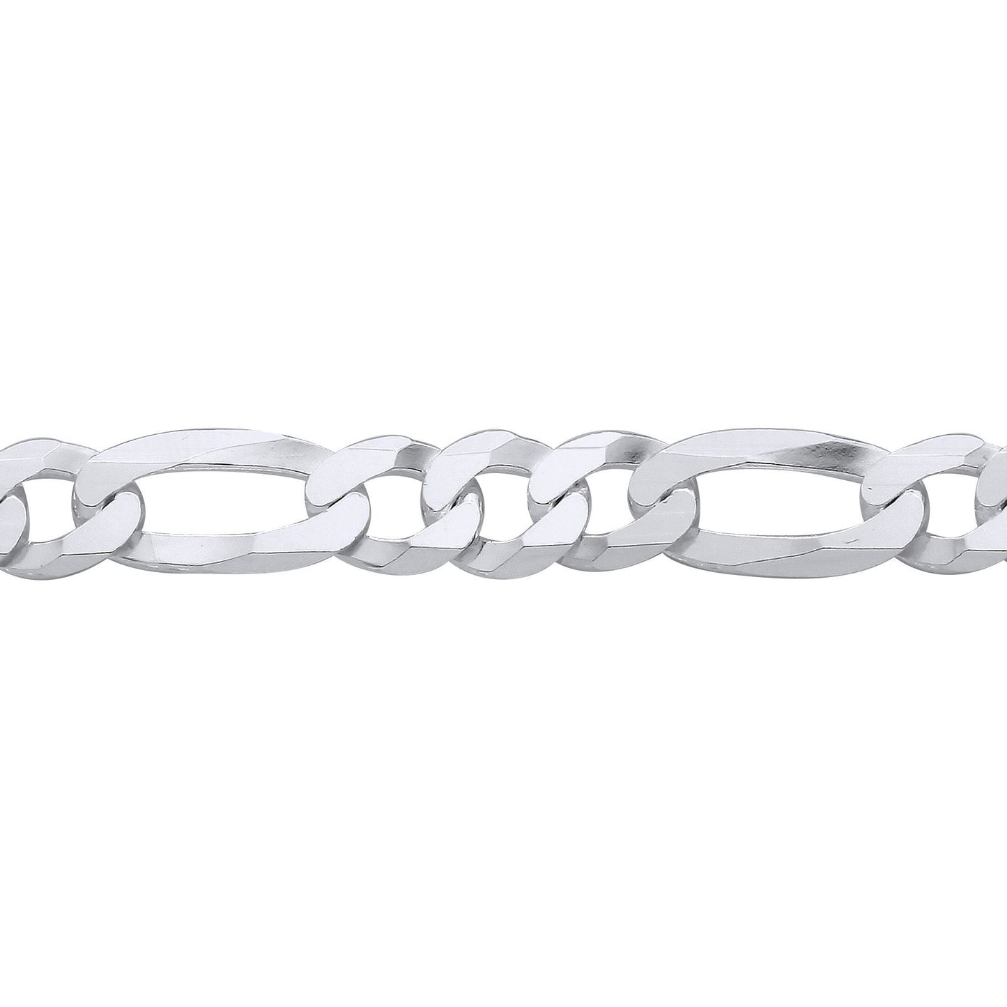 Silver  Traditional Diamond-Cut Figaro Chain Link Bracelet - GVCH66