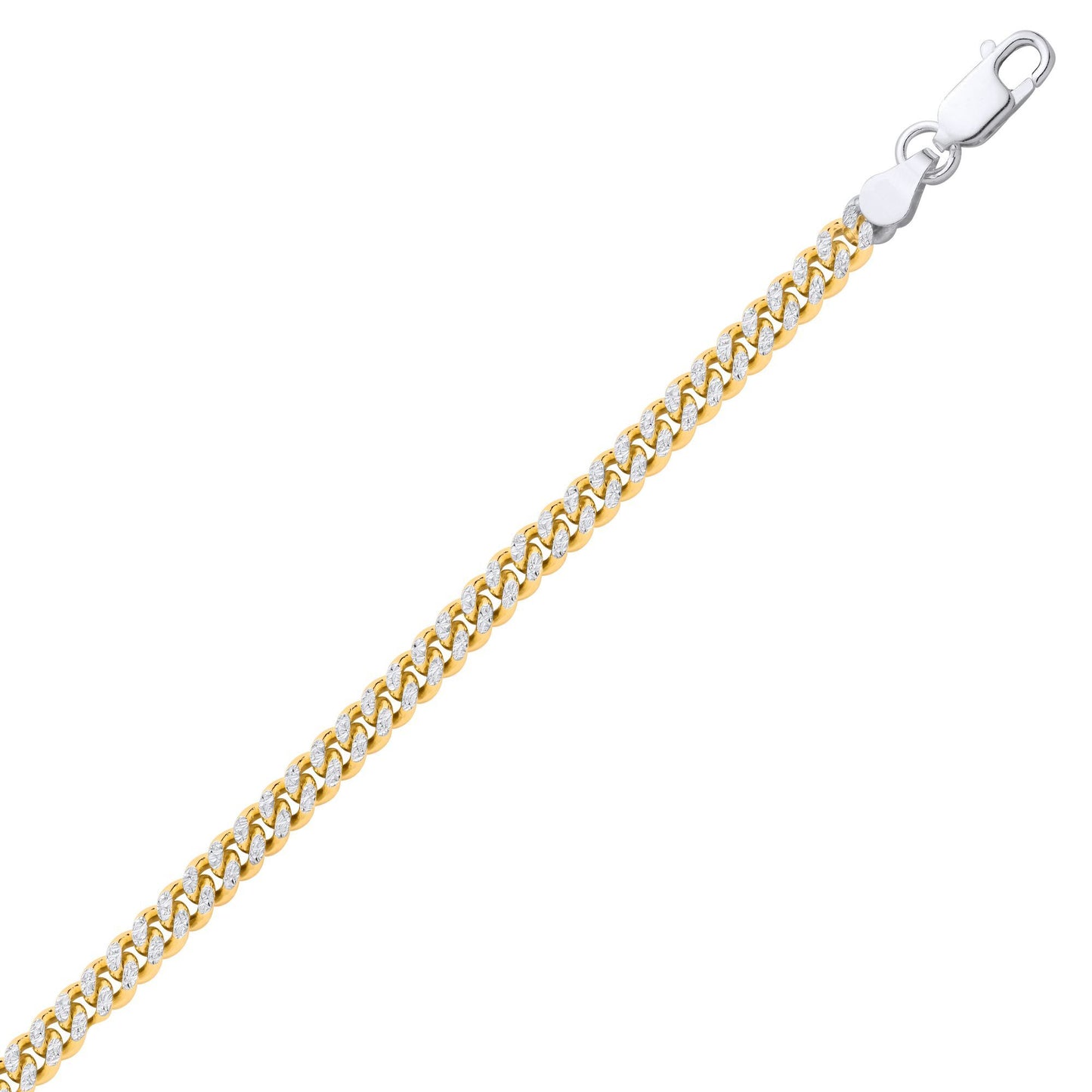Gold-plated Silver  Sparkling Diamond-cut Curb Chain Necklace - GVCH67
