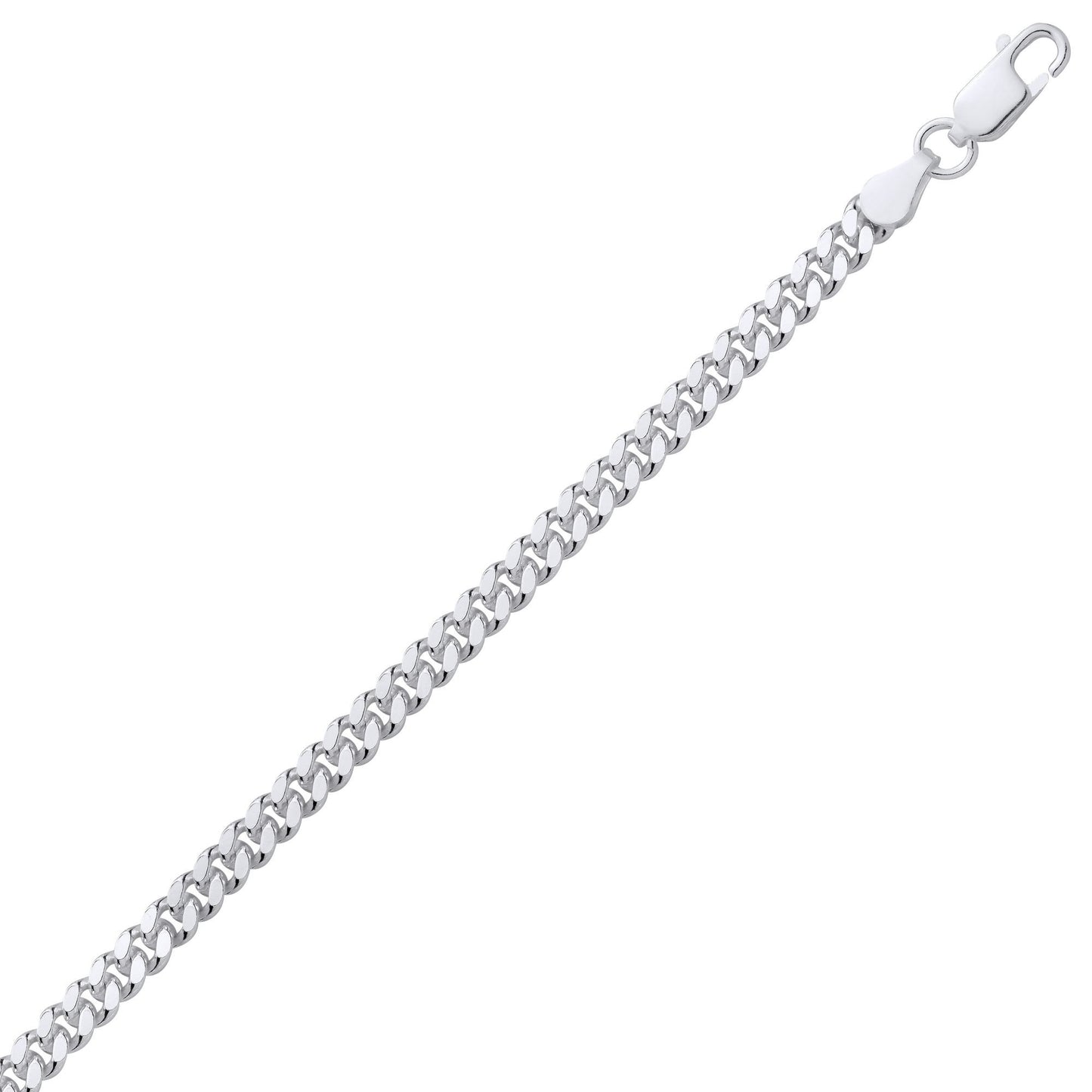 Silver  Traditional Diamond-cut Faceted Curb Curb Chain Necklace - GVCH68