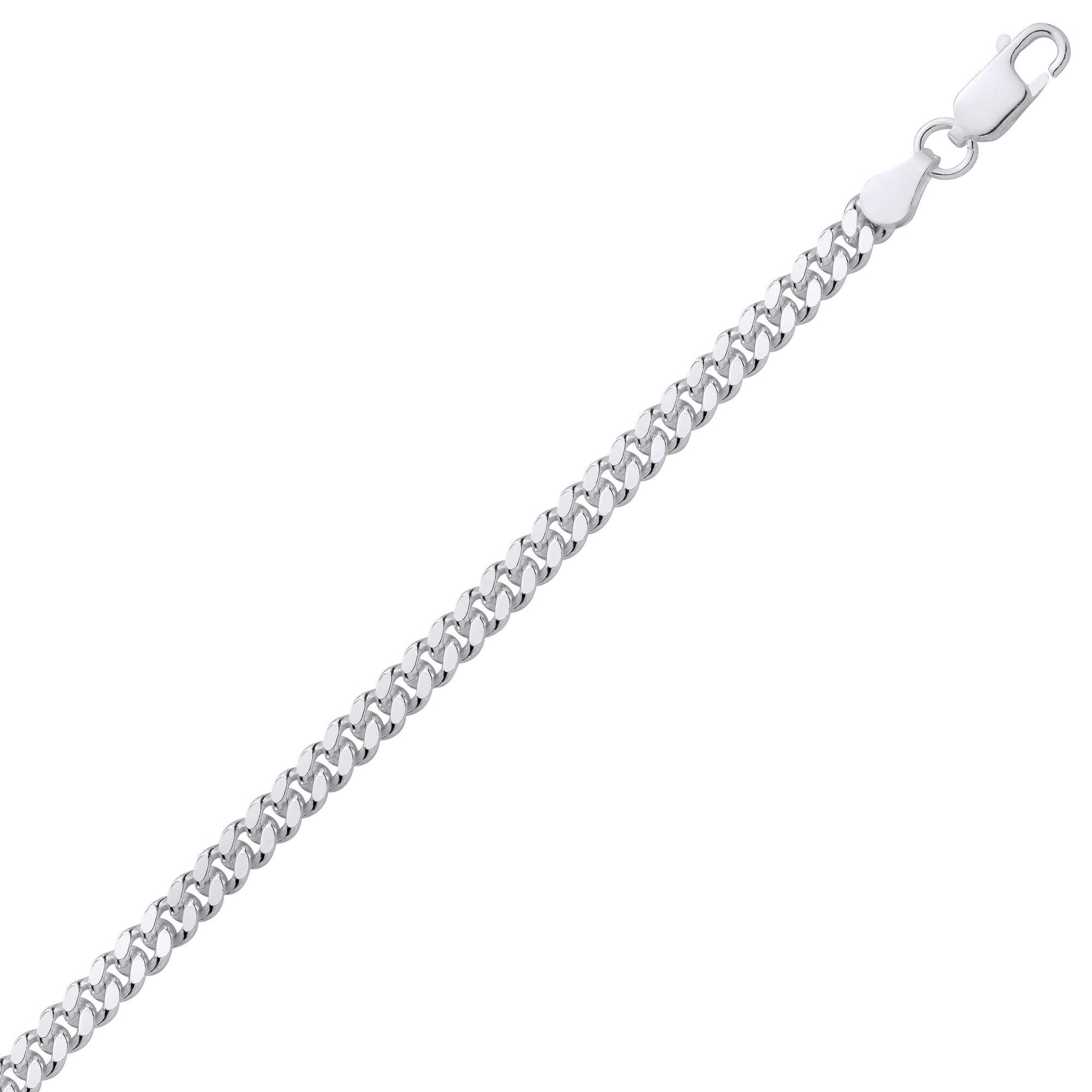 Silver  Traditional Diamond-cut Faceted Curb Curb Chain Necklace - GVCH68