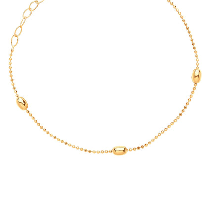 Gilded Silver  3mm Oval Bead Collarette Necklace 1mm 13-14" - GVCL002G