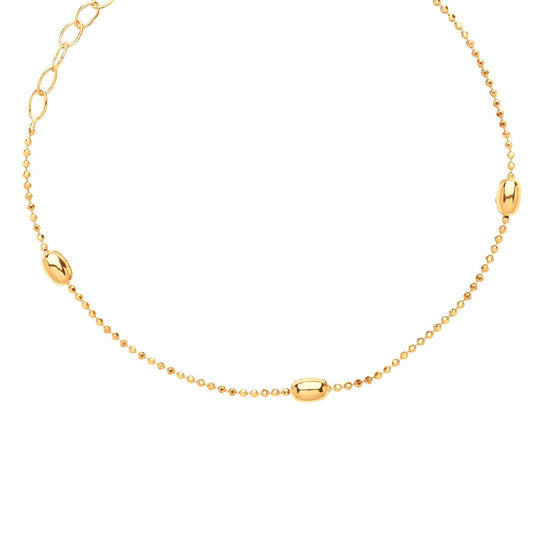 Gilded Silver  3mm Oval Bead Collarette Necklace 1mm 13-14" - GVCL002G