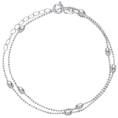 Silver  3mm Oval Bead Choker Collarette Necklace 1mm 13-14" - GVCL002RH