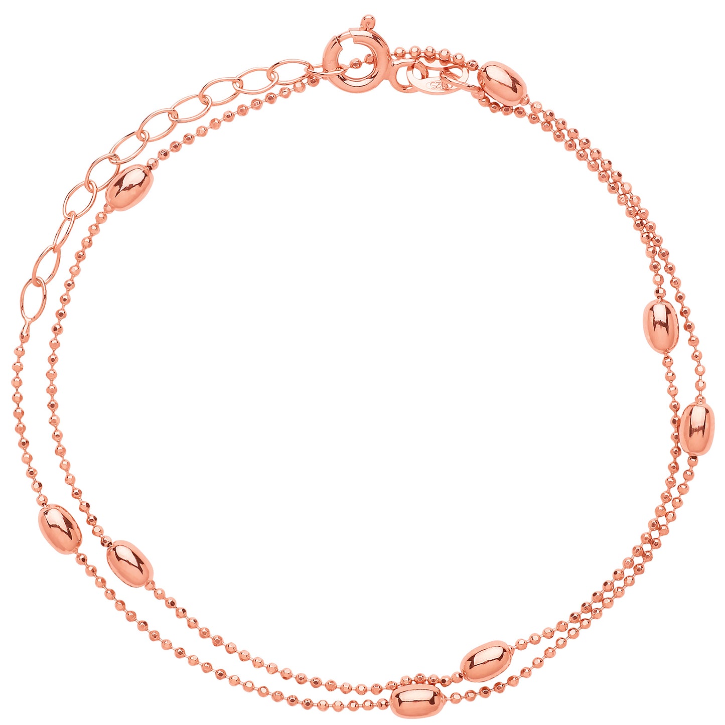 Rose Silver  3mm Oval Bead Choker Collarette Necklace 1mm 13-14" - GVCL002R