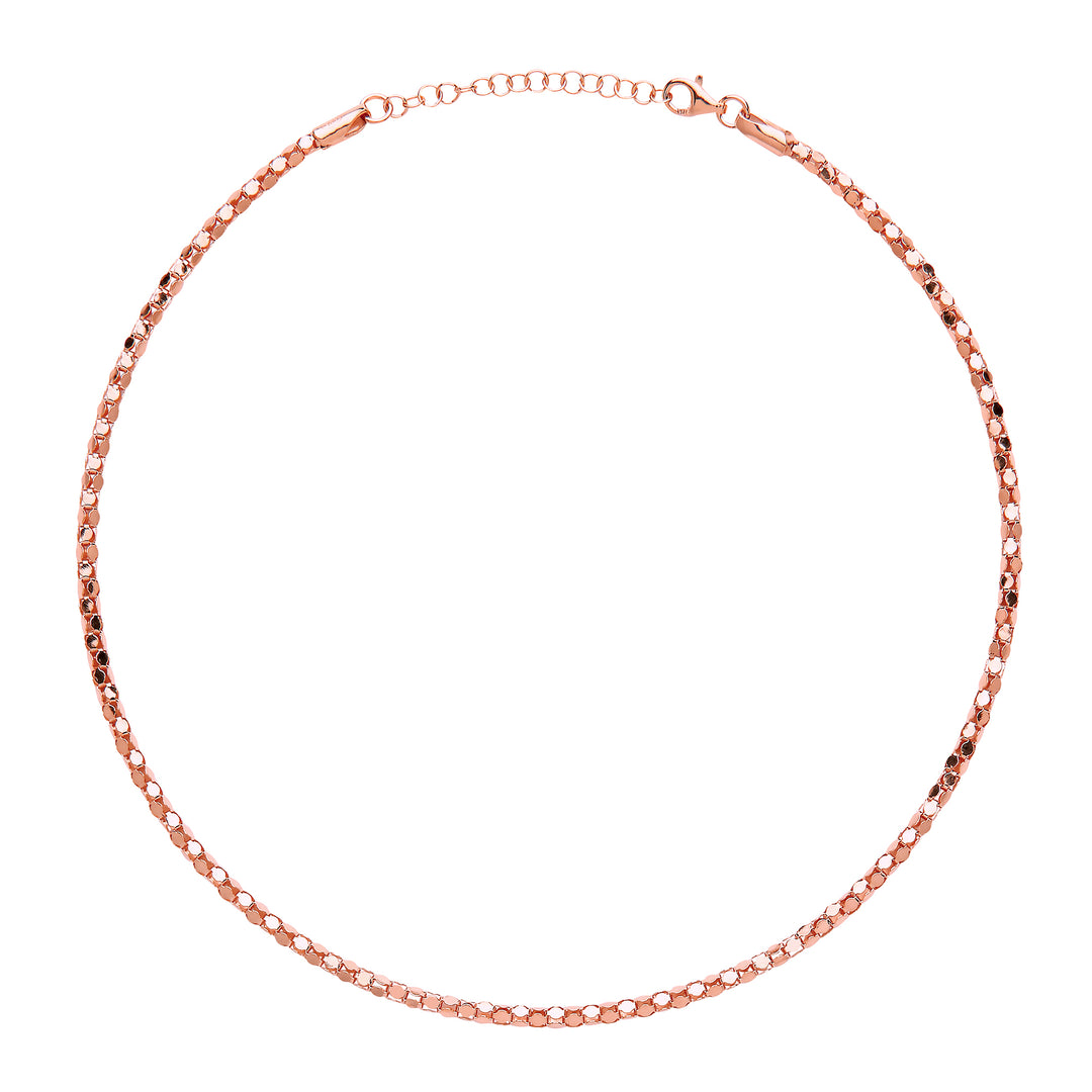 Rose Silver  Piana Bead Choker Collarette Necklace 3mm 14-16" - GVCL003R