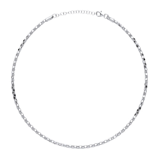 Silver  Piana Bead Choker Collarette Necklace 3mm 14-16" - GVCL003RH
