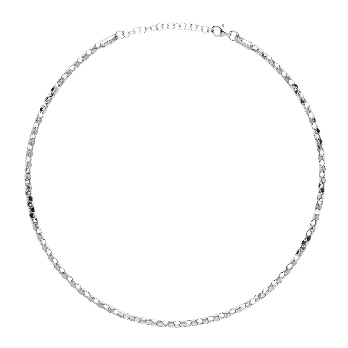 Silver  Piana Bead Choker Collarette Necklace 3mm 14-16" - GVCL003RH
