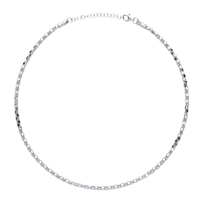 Silver  Piana Bead Choker Collarette Necklace 3mm 14-16" - GVCL003RH