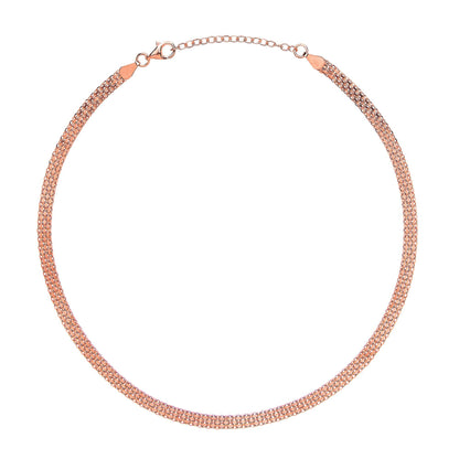 Rose Silver  Bismark Flat Cage Collarette Necklace 5mm 14-16" - GVCL005R