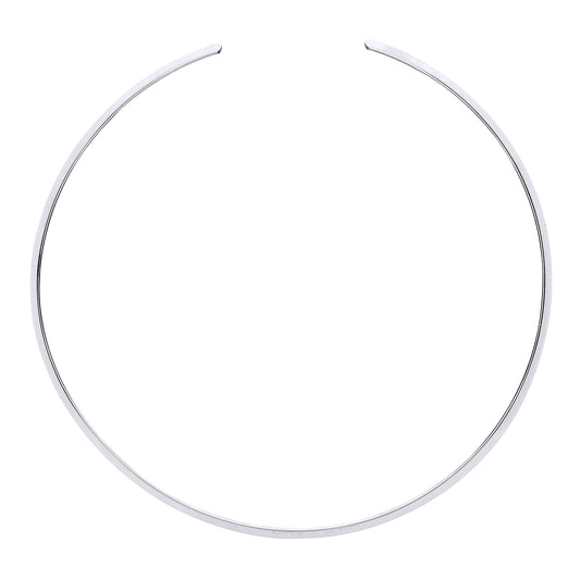 Silver  Flat Band Flexi  Necklace 3mm 15" with 2" Gap (Fits 17") - GVCL006RH