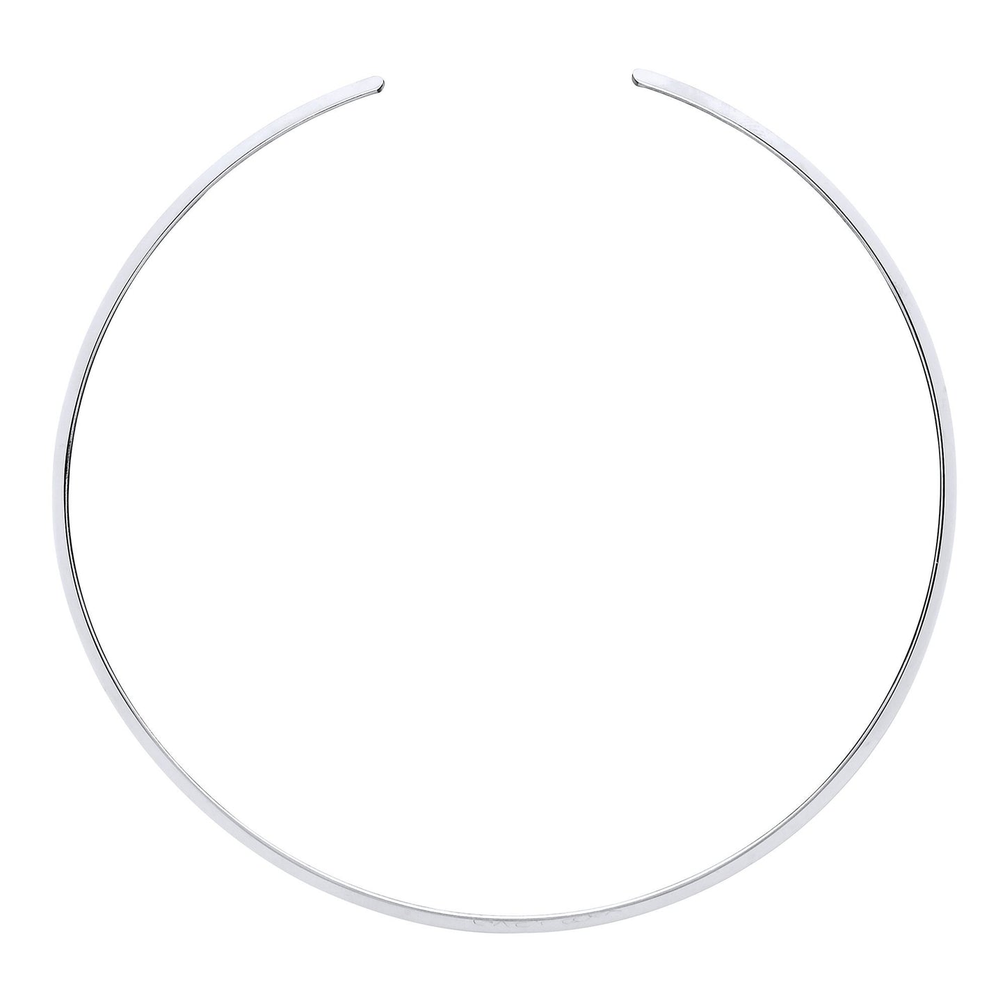 Silver  Flat Band Flexi Necklace 3mm 15" with 2" Gap (Fits 17") - GVCL006RH