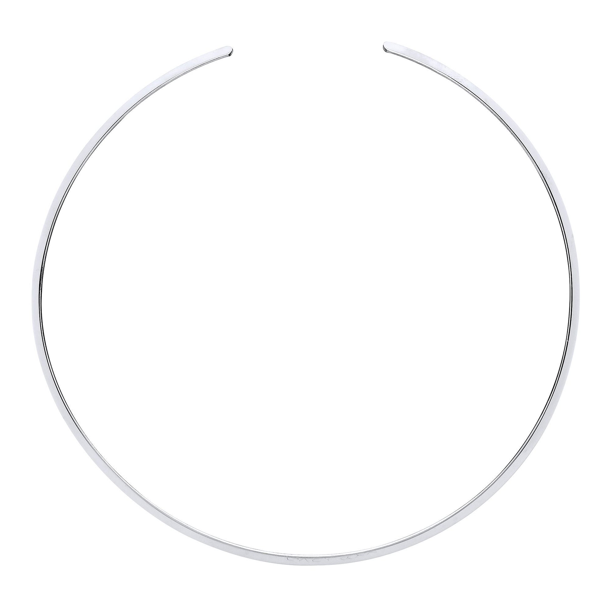 Silver  Flat Band Flexi Necklace 3mm 15" with 2" Gap (Fits 17") - GVCL006RH