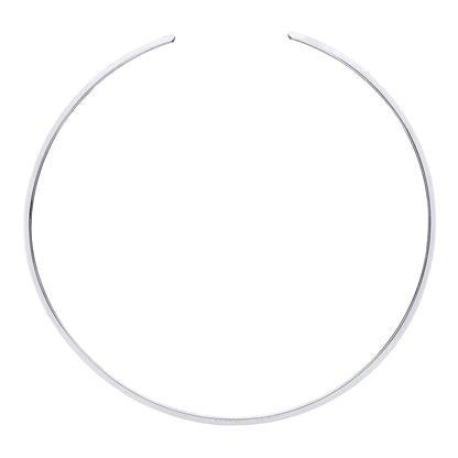 Silver  Flat Band Flexi Necklace 3mm 15" with 2" Gap (Fits 17") - GVCL006RH