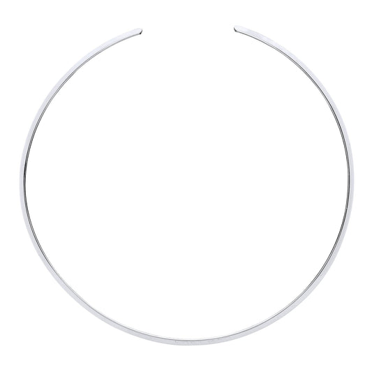 Silver  Flat Band Flexi Necklace 3mm 15" with 2" Gap (Fits 17") - GVCL006RH