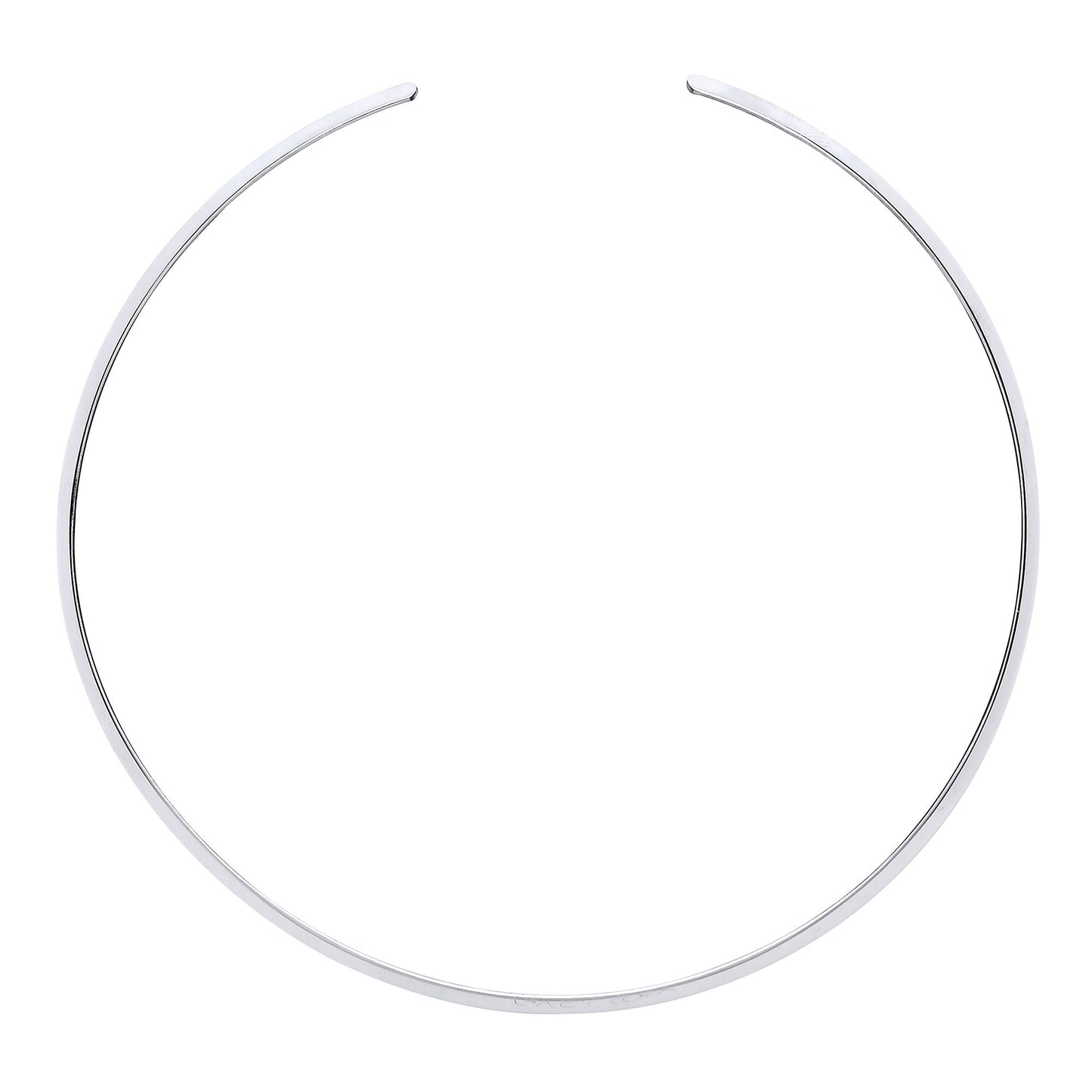 Silver  Flat Band Flexi  Necklace 3mm 15" with 2" Gap (Fits 17") - GVCL006RH