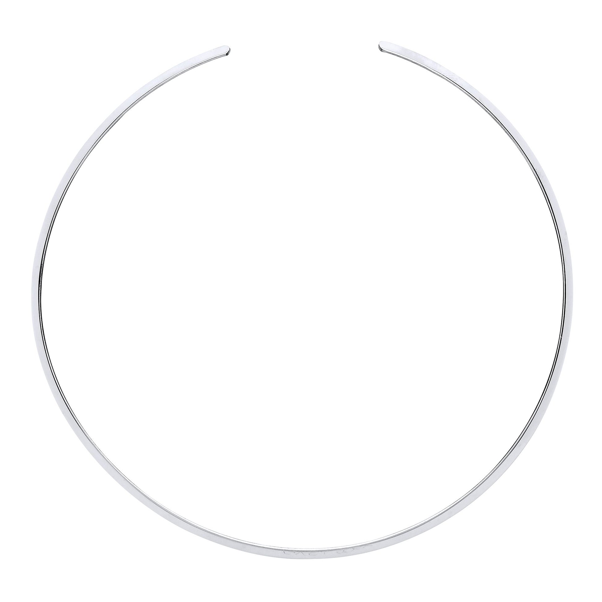 Silver  Flat Band Flexi  Necklace 3mm 15" with 2" Gap (Fits 17") - GVCL006RH