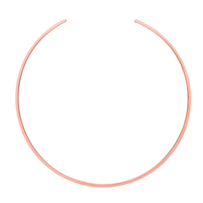 Rose Silver  Flat Band Flexi Necklace 3mm 15" - 2" Gap (Fits 17") - GVCL006R