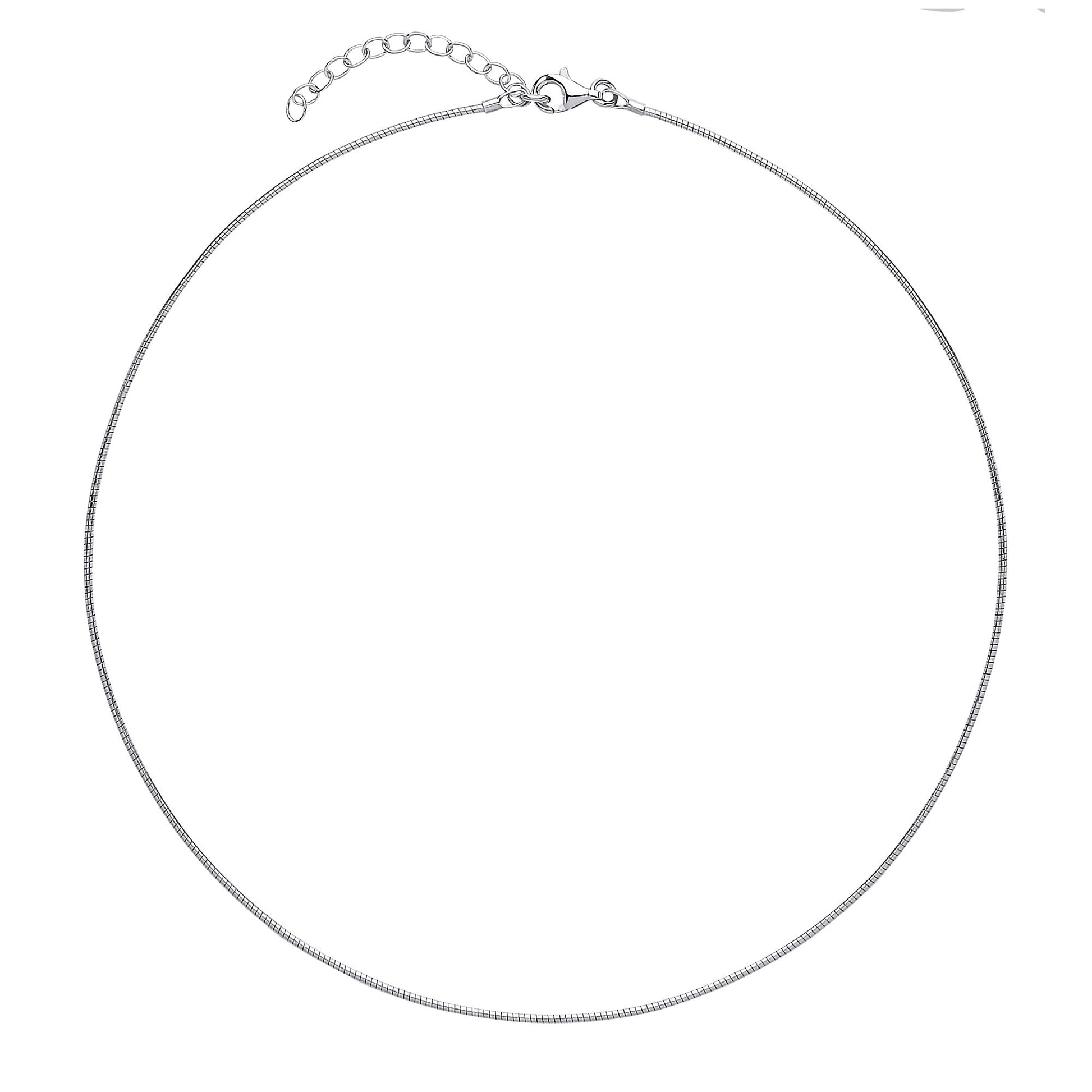 Silver  Snake Omega Chain Choker Collarette Necklace 1.3mm 14-16" - GVCL007RH