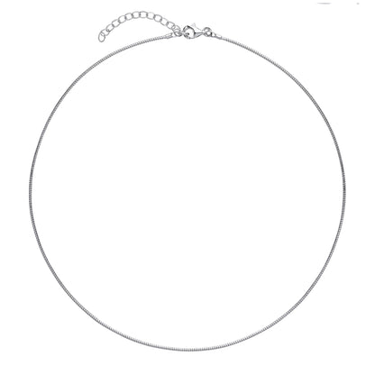 Silver  Snake Omega Chain Choker Collarette Necklace 1.3mm 14-16" - GVCL007RH