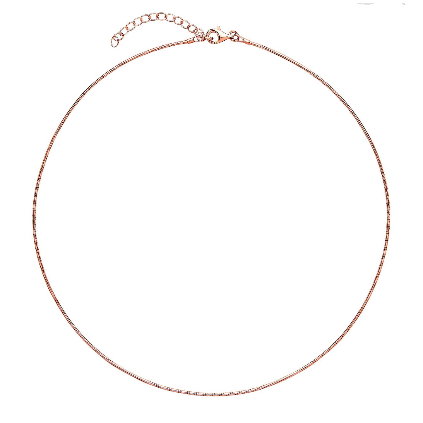 Rose Silver  Snake Omega Chain Collarette Necklace 1.3mm 14-16" - GVCL007R