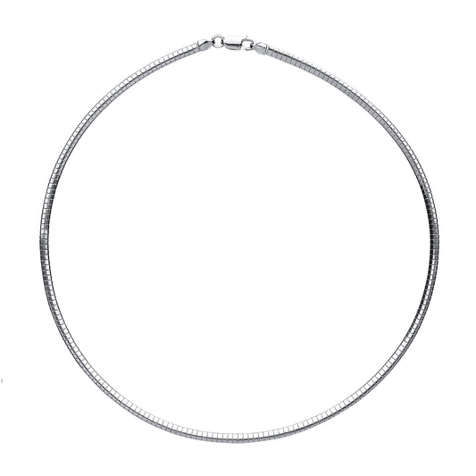 Silver  Snake Omega Chain Choker Collarette Necklace 3.2mm 16" - GVCL008RH