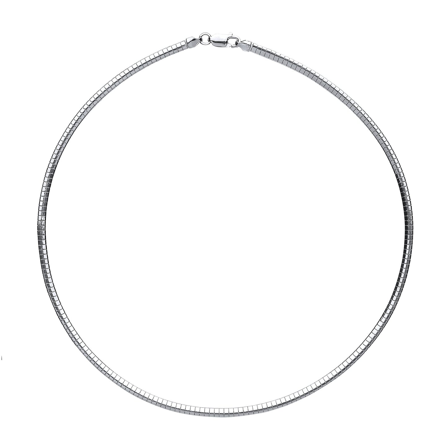 Silver  Snake Omega Chain Choker Collarette Necklace 3.2mm 16" - GVCL008RH