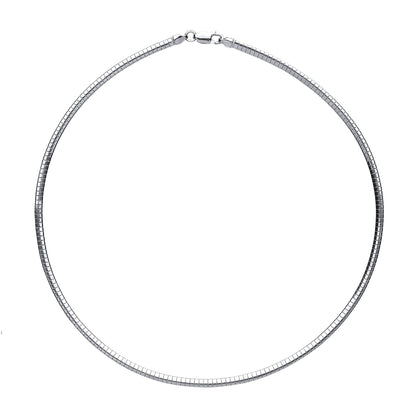 Silver  Snake Omega Chain Choker Collarette Necklace 3.2mm 16" - GVCL008RH