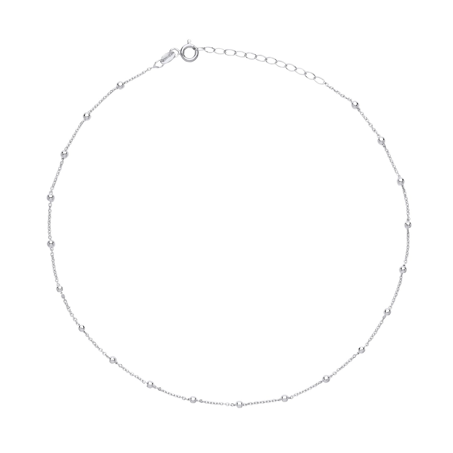 Silver  2.5mm Bead Choker Collarette Necklace 1.2mm 12-14" - GVCL009RH