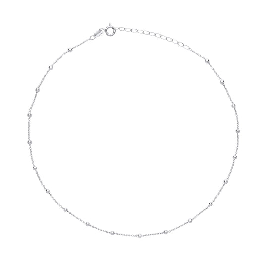 Silver  2.5mm Bead Choker Collarette Necklace 1.2mm 12-14" - GVCL009RH