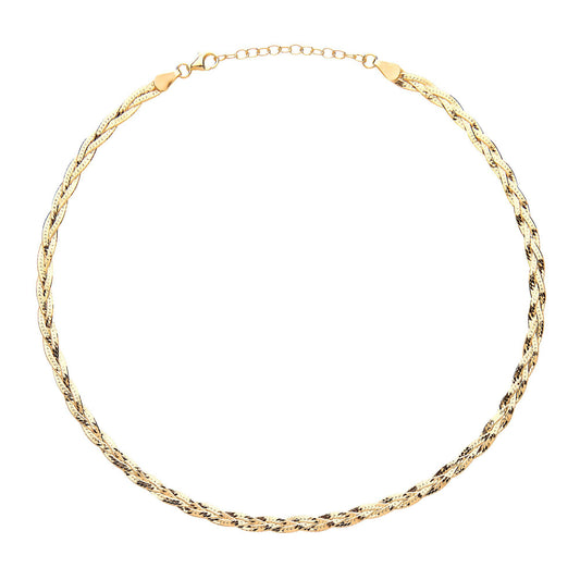 Gilded Silver  Diamond-cut Plaited Necklace 2mm 14.5-16" - GVCL010Y