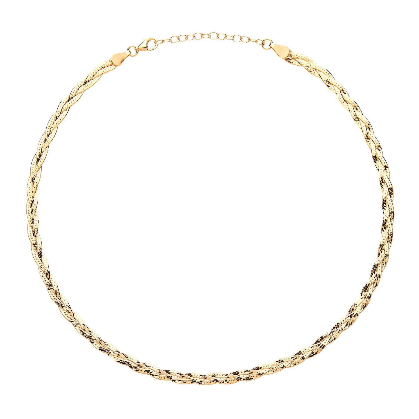 Gilded Silver  Diamond-cut Plaited  Necklace 2mm 14.5-16" - GVCL010Y