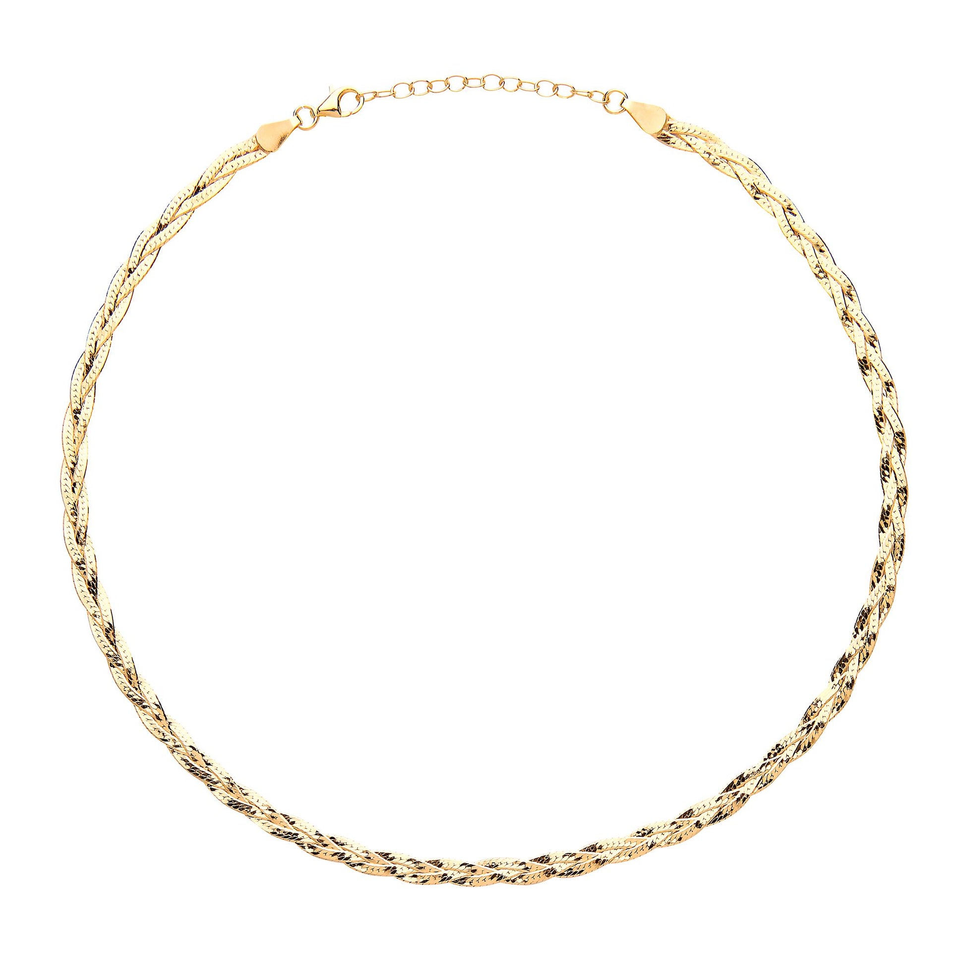 Gilded Silver  Diamond-cut Plaited  Necklace 2mm 14.5-16" - GVCL010Y