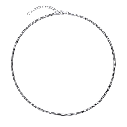Silver  Snake Omega Chain Choker Collarette Necklace 2.5mm 14-16" - GVCL011RH