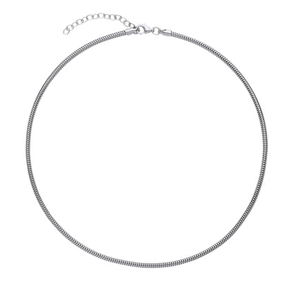 Silver  Snake Omega Chain Choker Collarette Necklace 2.5mm 14-16" - GVCL011RH