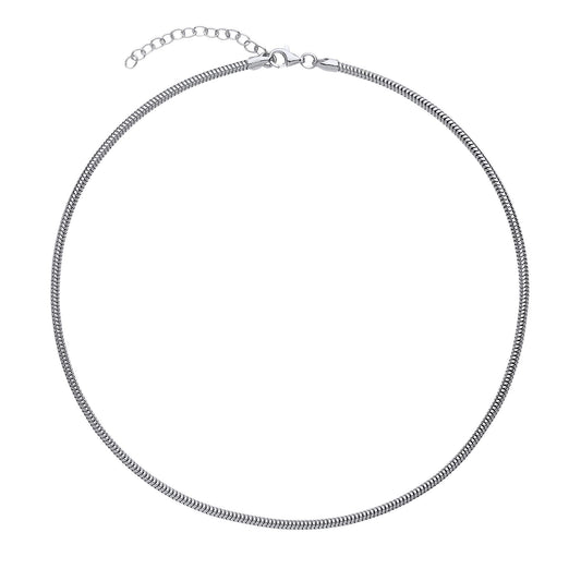 Silver Snake Omega Chain Choker Collarette Necklace 2.5mm 14-16" - GVCL011RH