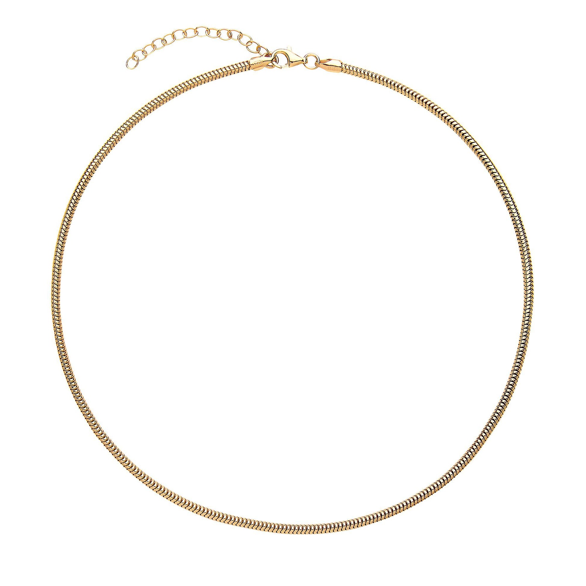 Gilded Silver  Snake Omega Chain Collarette Necklace 2.5mm 14-16" - GVCL011Y